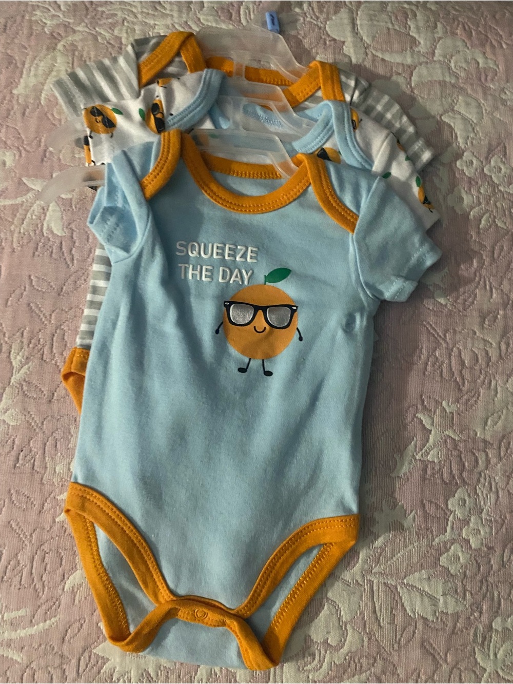 Kidgets Blue & Orange 'Squeeze The Day' Baby Bodysuit